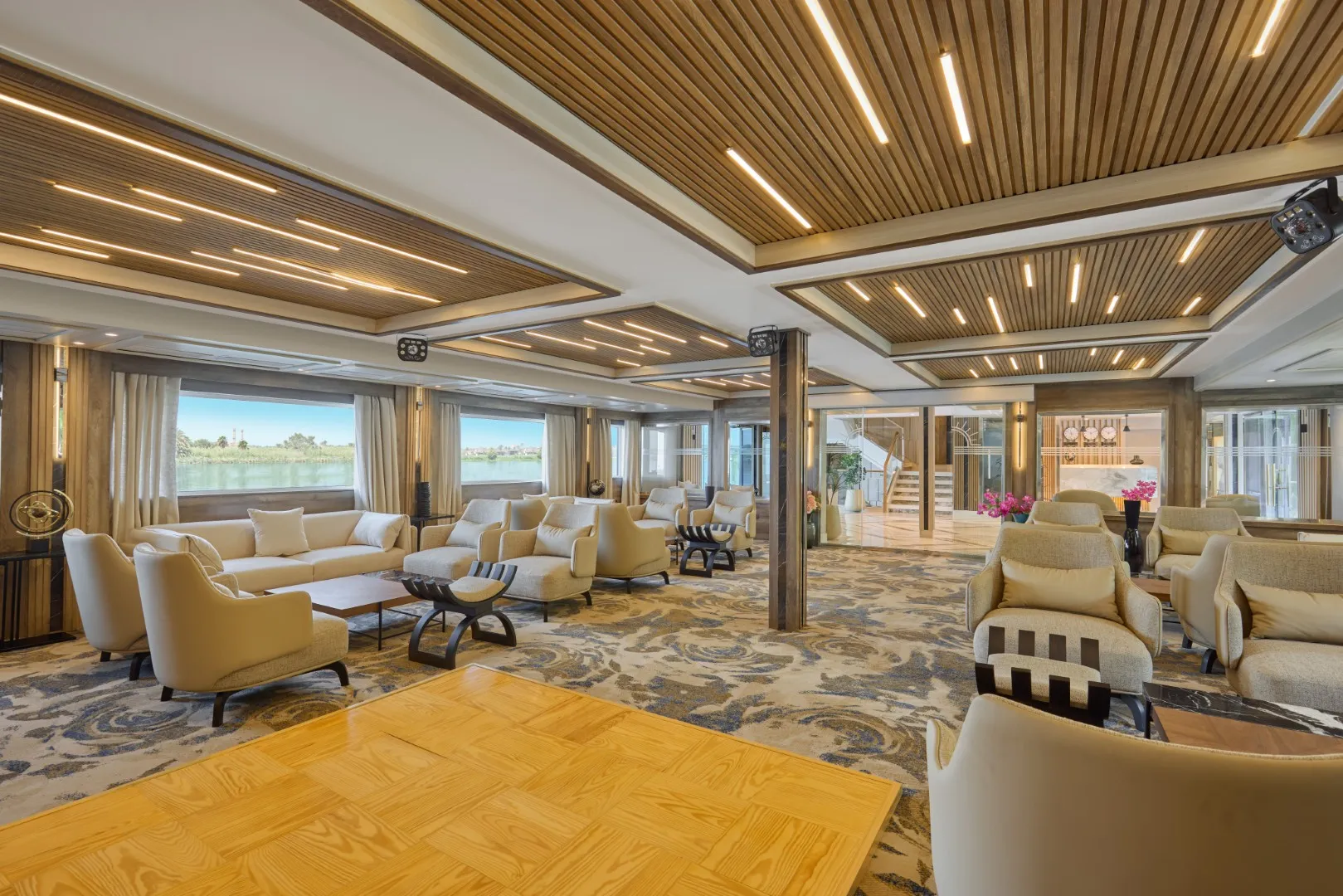 Lounge aboard the Cleopatra Luxury Cruise & Spa Nile cruise